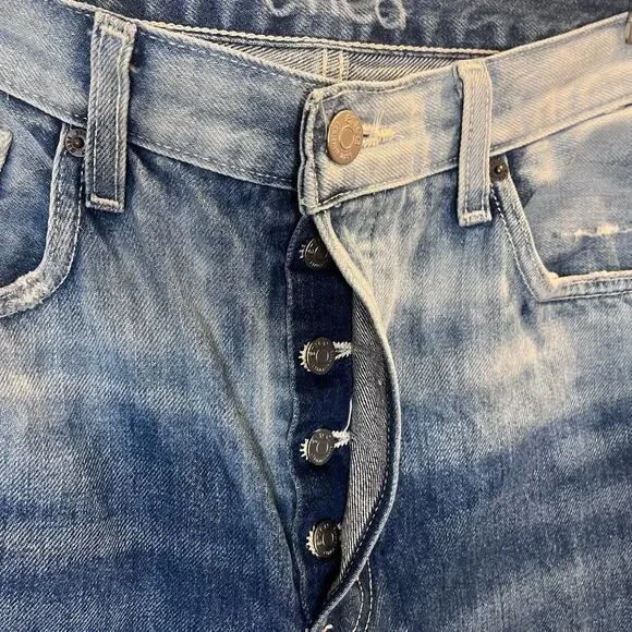 Etica Tyler Vintage Straight Crop Jeans 100% Cotton Shipwreck Size 29 Button Fly - Picture 6 of 10